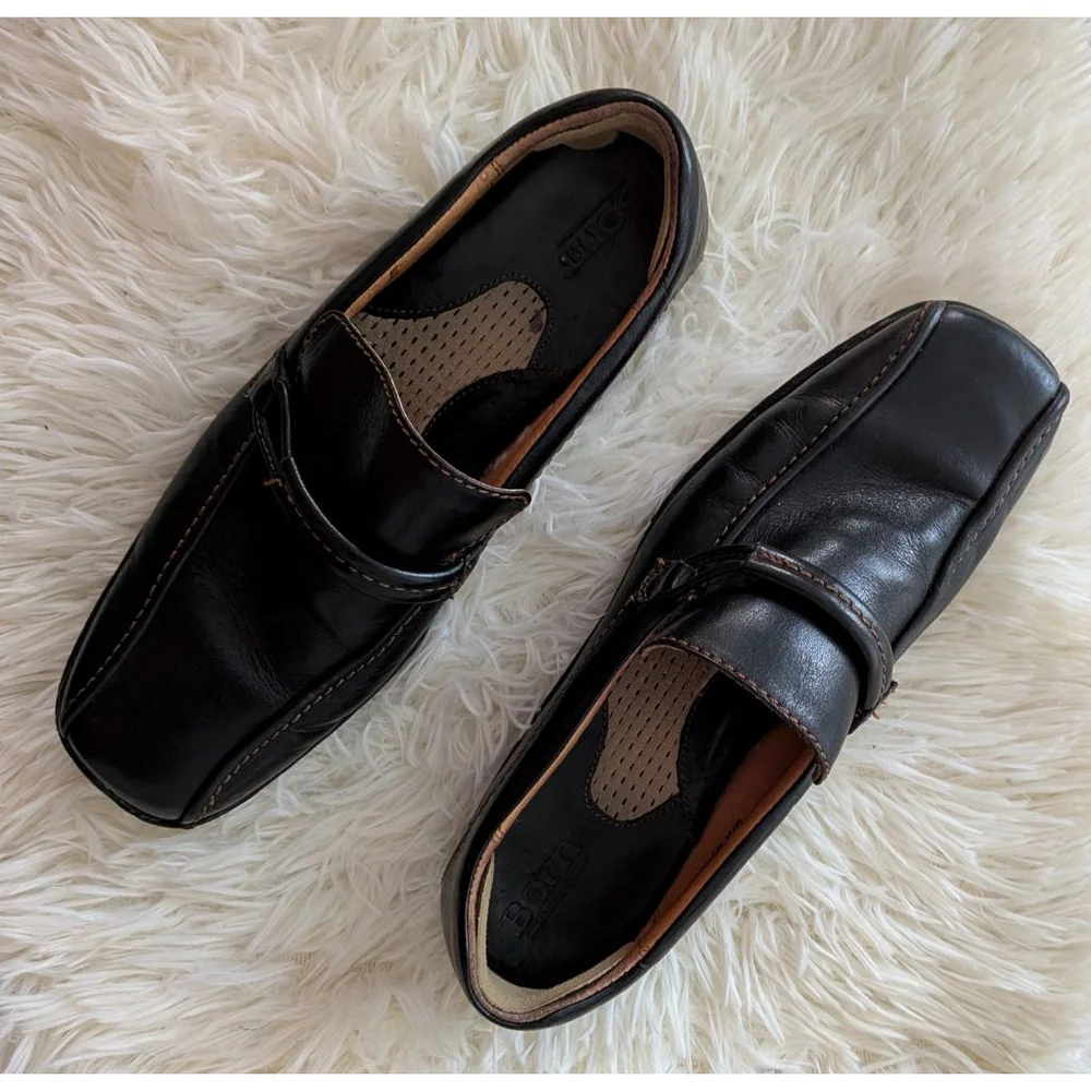 Women's Born Black Leather Loafers Size 9
